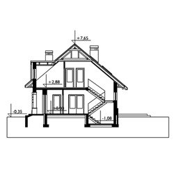 Пример чертежа (фасада) двухэтажного дома
