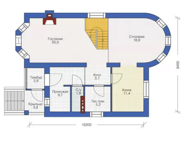Проект двухэтажного дома из бруса 8х10,5 с гаражом и эркером (БР-130-1)
